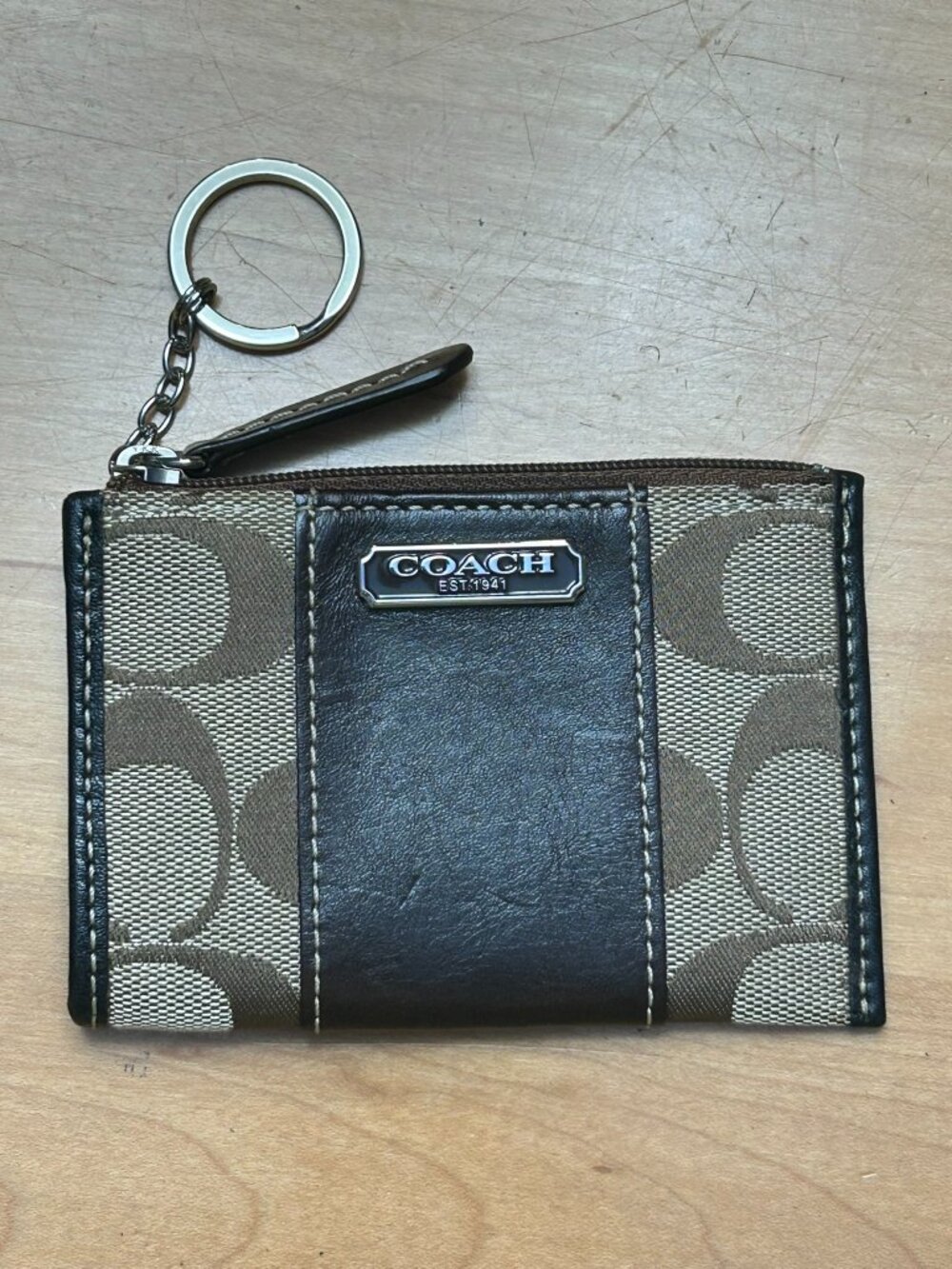 Coach Card Holder, Coin holder, brown with key ring